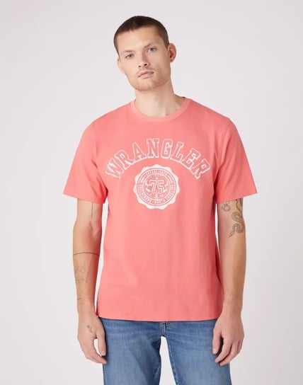 Wrangler Collegiate Tee Męski T-Shirt Koszulka Nadruk Logo Spiced Coral W7E0Ejx6Y-Xl Inna marka