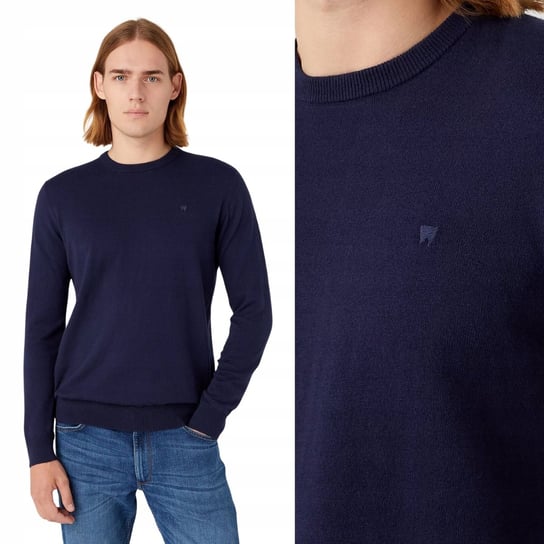 Wrangler CREWNECK KNIT Navy GRANATOWY LEKKI SWETER Z WEŁNĄ REGULAR M Wrangler