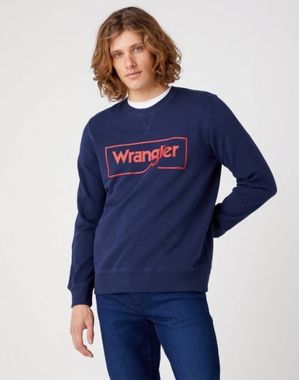 Wrangler Frame Logo Crew Męska Bluza Klasyczna Nadruk Navy W662Ha114-Xl Inna marka