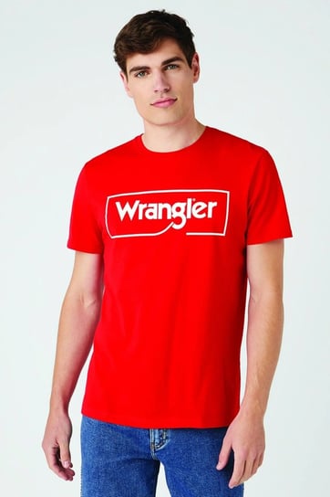 Wrangler Frame Logo Tee Męska Koszulka T-Shirt Nadruk Formula Red W7H3D3Xwo-L Inna marka