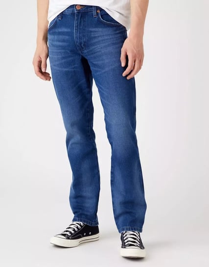 Wrangler Greensboro Męskie Spodnie Jeansowe Brushed Mid Blue W15Qal15O-W32 L32 Inna marka