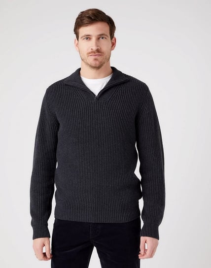 Wrangler Half Zip Knit Męski Sweter Klasyczny Rozpinany Logo Dark Grey W8D0Pjx06-3Xl Wrangler