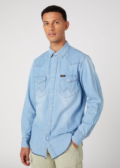 Wrangler Heritage Shirt Męska Koszula Jeansowa Jeans Sun Fade W5D1Em180-M Wrangler