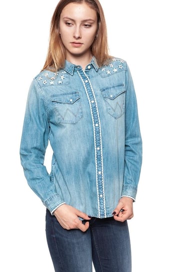 Wrangler, Koszula damska, Flower Shirt Light Indigo W51787Pte, rozmiar XS Wrangler