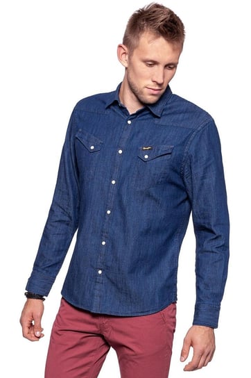 Wrangler, Koszula męska, L/S Western Shirt Dark Indigo W5870O61E, rozmiar S Wrangler