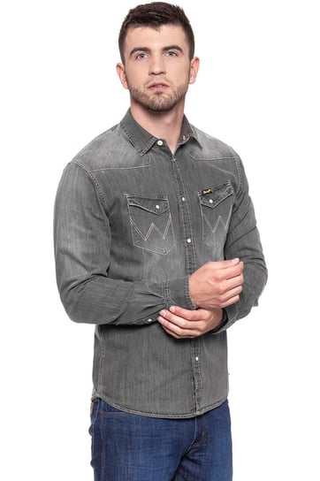 Wrangler, Koszula męska, L/S Western Shirt Grey Indigo W5779Mr6E, rozmiar S Wrangler