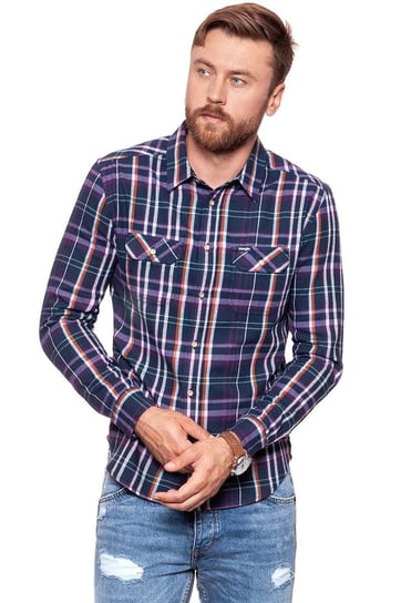 Wrangler, Koszula męska, Ls 2Pkt Flap Shirt Navy W5982T235, rozmiar S Wrangler