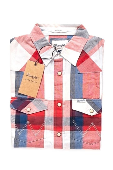 Wrangler, Koszula męska, S/S Western Shirt Pompeian Red W58394O1C, rozmiar S Wrangler