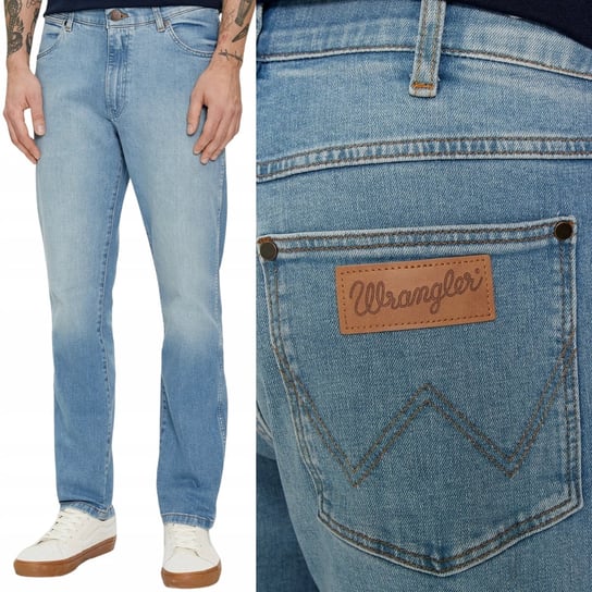 Wrangler LARSTON SLIM FREE TO STRETCH Clever DOPASOWANE BLUE DżINS W33 L30 Wrangler