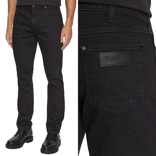 Wrangler LARSTON SLIM TAPERED Atmosphere ZWĘŻANE CZARNY DżINS W36 L36 Wrangler