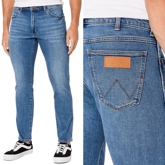 Wrangler LARSTON SLIM TAPERED New Favorite DOPASOWANE BLUE DżINS W33 L30 Wrangler