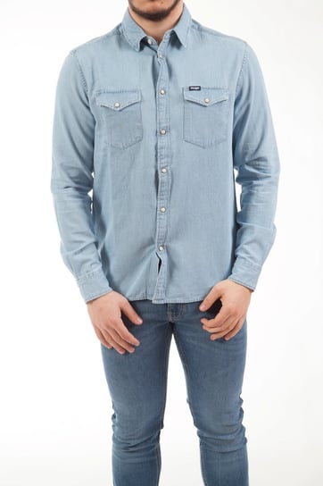 Wrangler Ls Denim Shirt Męska Koszula Jeansowa Logo Light Indigo W5M7C3X4E-L Wrangler