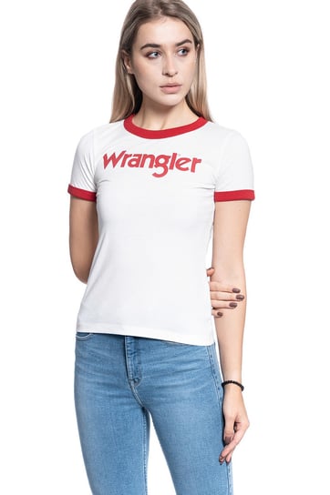 Wrangler Ringer Tee Damski T-Shirt Koszulka Nadruk Logo Offwhite W7385G202-Xs Inna marka