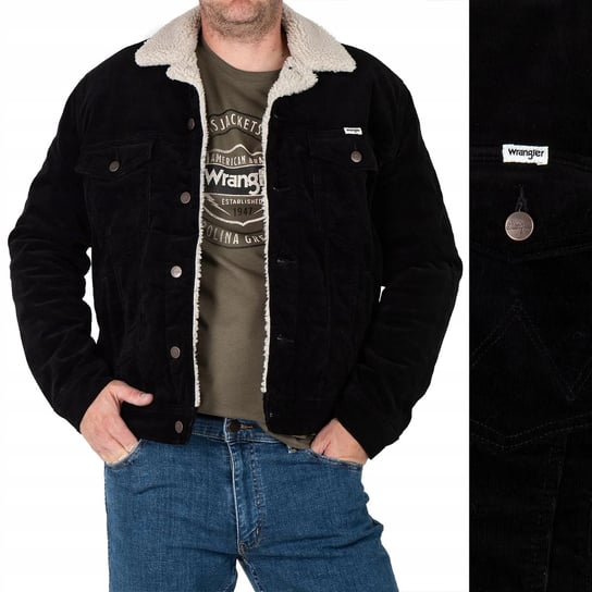 Wrangler SHERPA JACKET Black CZARNA SZTRUKSOWA OCIEPLANA KATANA REGULAR L Wrangler