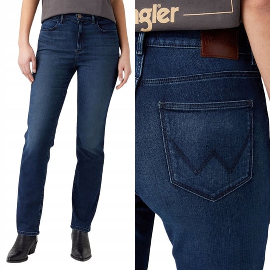 Wrangler STRAIGHT Christina PROSTE WYŻSZY STAN CIEMNY DżINS W28 L30 Wrangler