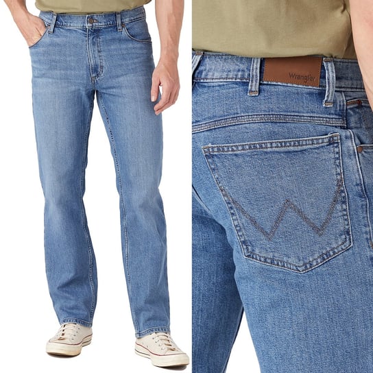 Wrangler STRAIGHT Great Blue DżINS JAK DAWNIEJ PROSTE SOLIDNE Pewex W35 L30 Wrangler