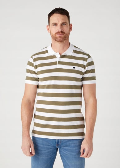 Wrangler Stripe Shirt Męska Koszulka Polo Kołnierzyk Olive W7Cdmh989-L Inna marka