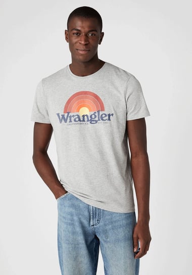 Wrangler Sunrise Tee Męski T-Shirt Koszulka Nadruk Mid Grey Mel W7J2D3X37-L Inna marka