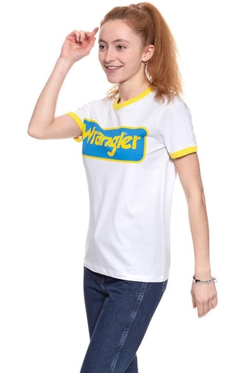 Wrangler, T-shirt damski, B&Y Ringer Tee White W7C42Fk12, rozmiar XS Wrangler
