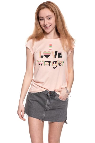 Wrangler, T-shirt damski, I Love Tee Peach Parfait W700Lf6Ud, rozmiar S Wrangler