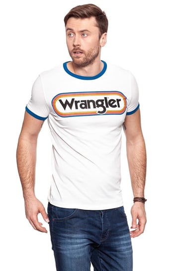 Wrangler, T-shirt męski, Logo Ringer Tee Offwhite W7B68Fq02, rozmiar S Wrangler