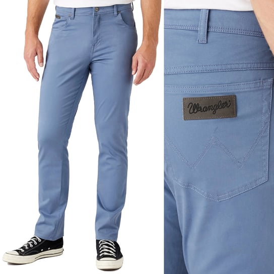 Wrangler TEXAS SLIM Blue Mirage KLASYCZNE NIEBIESKIE MATERIAŁOWE W30 L34 Wrangler