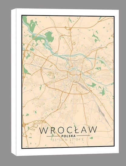 Wrocław mapa kolorowa - obraz na płótnie 70x100 cm Inna marka
