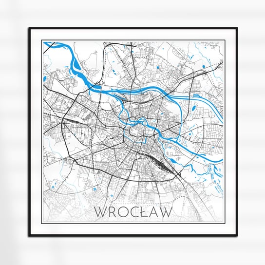 WROCŁAW plakat KWADRAT mapa czarno-biała plan 60x60 cm, 11 Inna marka