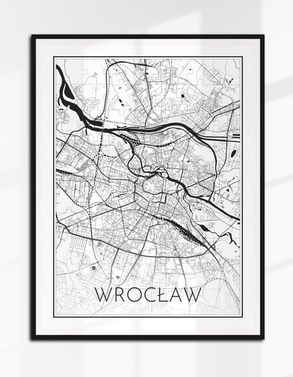 WROCŁAW plakat PUZZLE mapa czarno-biała plan 40x30 A3 Inna marka