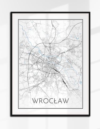 WROCŁAW plakat PUZZLE mapa czarno-biała plan 70x50 B2 Inna marka