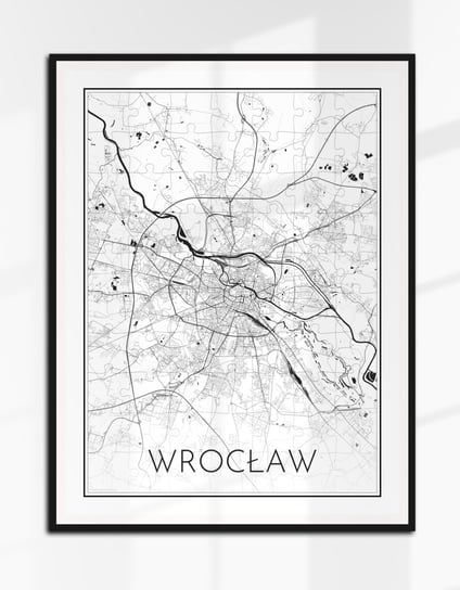 WROCŁAW plakat PUZZLE mapa czarno-biała plan 70x50 B2 Inna marka