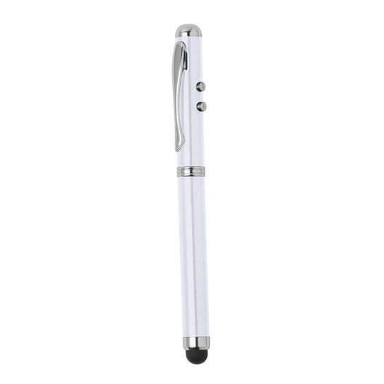 Wskaźnik laserowy, lampka LED, długopis, touch pen biały HelloShop