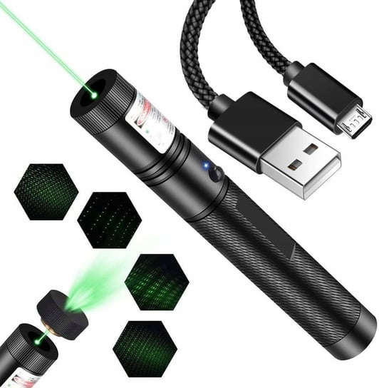 WSKAŹNIK LASEROWY ZIELONY 303 PRO -- ŁADOWANIE USB -- + KABEL MICRO USB Nela-Styl