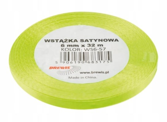 Wstążka Satynowa 6mm 32M Zielona Neonowa Brewis Brewis