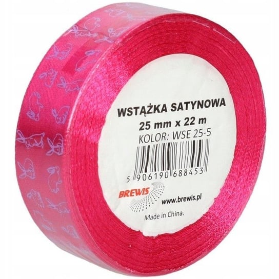 Wstążka Satynowa Fuksja W Króliczki 25mmx22M Brewi Brewis