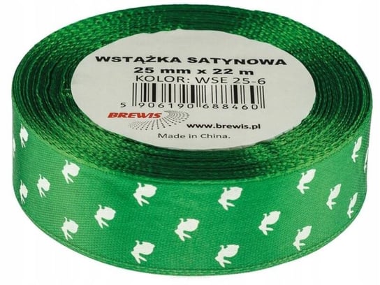 Wstążka Satynowa Króliczki 25mm 22M Zielona Brewis Brewis