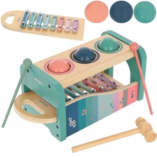 Wybijak Cymbałki Instrument Drewniany Montessori LandToys