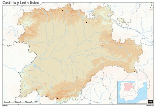 WYCISZONA MAPA ES CASTILLA Y LEON FISICO Inna marka