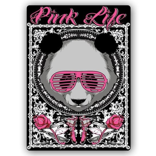 Wydruk na metalu FEEBY Miś Pink Life, 20x30 cm Feeby