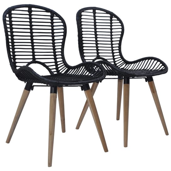 Wyjątkowe krzesła rattanowe - czarne, 48x64x85cm,  / AAALOE Inna marka