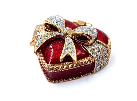 Wyjątkowe metalowe pudełeczko na biżuterię z kryształami - Serce - B0747-00 GIFTDECO