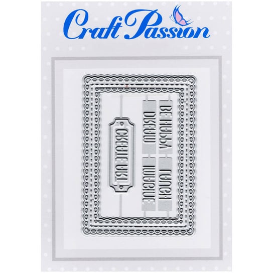 Wykrojnik do papieru Craft Passion - ATC ramka ażurowa i napisy Craft Passion