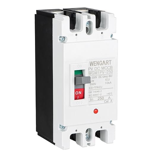 Wengart MCCB-Stroomschakelaar WGM1PV-250, 2P 550VDC 250A, voor Zonne- Systemen en Andere DC-Toepassingen