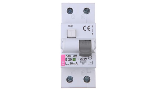 Wyłącznik różnicowo-nadprądowy 2P 20A B 0,03A typ AC KZS-2M 002173105 ETI-POLAM