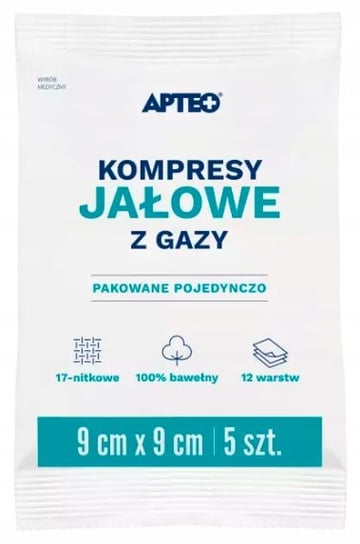 Wyrób medyczny, Apteo, Kompresy Jałowe Z Gazy 9x9 Cm, 5 Szt. Apteo