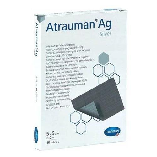 Wyrób medyczny, Atrauman AG Opatrunek siatkowy z maścią, Silver, 5cm x 5cm Atrauman