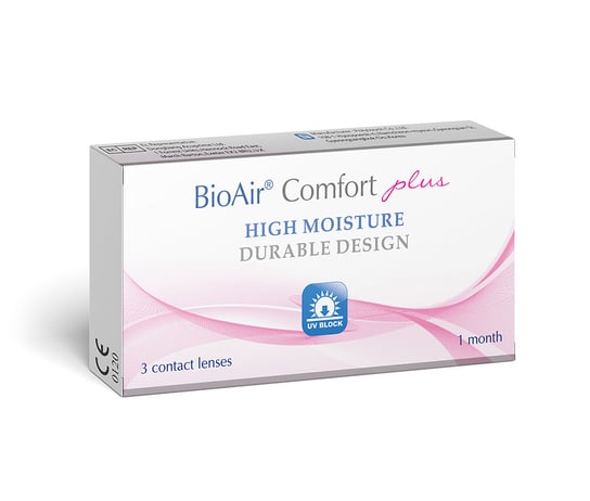 Wyrób medyczny, BioAir, Comfort Plus, Soczewki miesięczne -1.50 krzywizna 8,7, 3 szt. BioAir