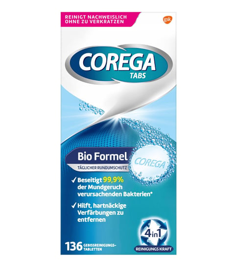 Wyrób medyczny, Corega, tabletki rozpuszczalne do czyszczenia protez, 136 szt. Corega