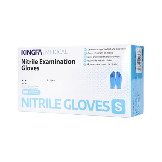 Wyrób medyczny, Kingfa Medical, Jednorazowe rękawiczki z nitrylu, Niebieski, rozmiar S, 100 szt. Kingfa Medical