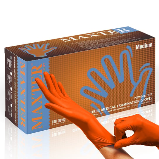Wyrób medyczny, Maxter, Rękawiczki Max-Grip Nitrylowe Bezpudrowe Pomarańczowe XL Maxter